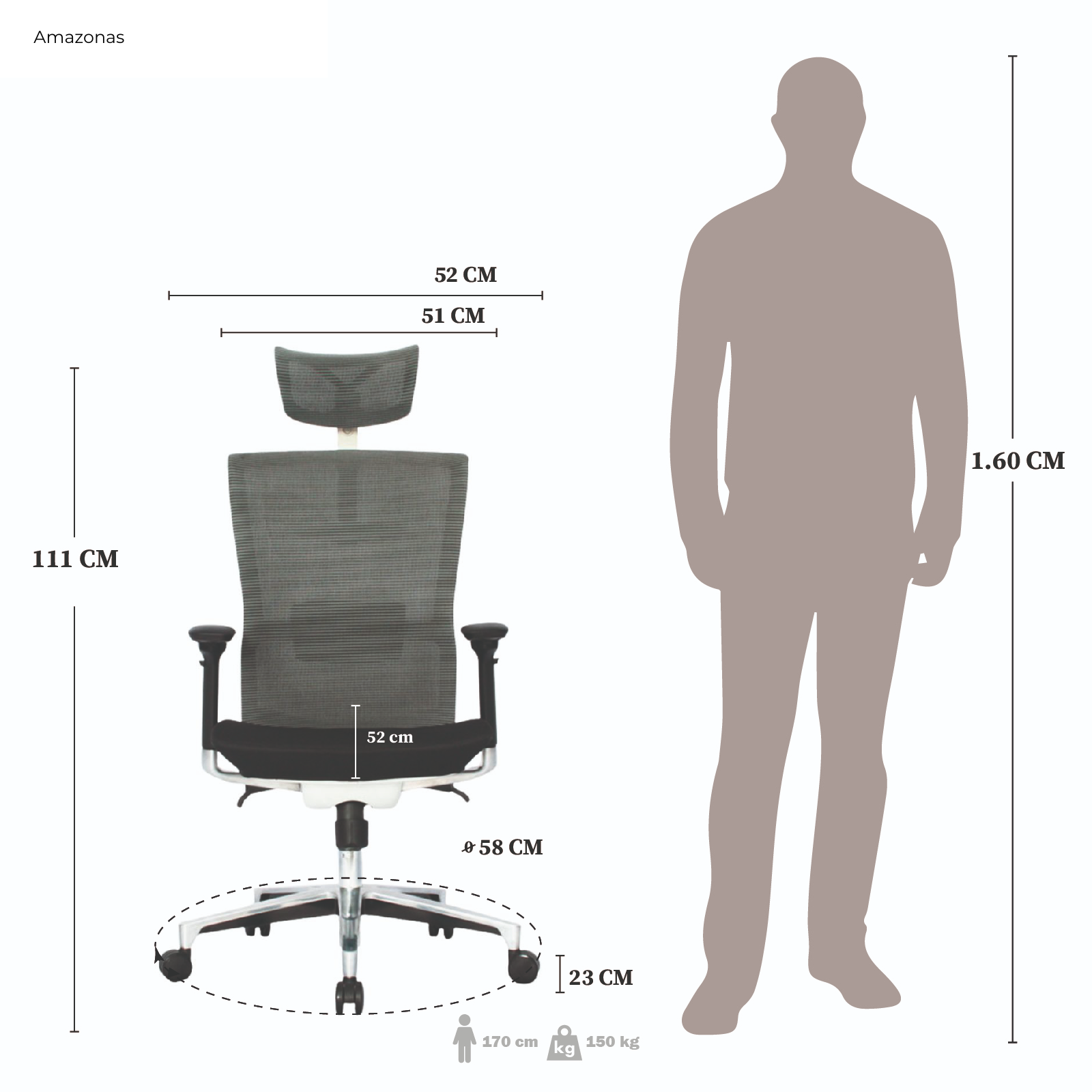 SILLA DE OFICINA PRESIDENTE AMAZONAS PREMIUM - Image 7