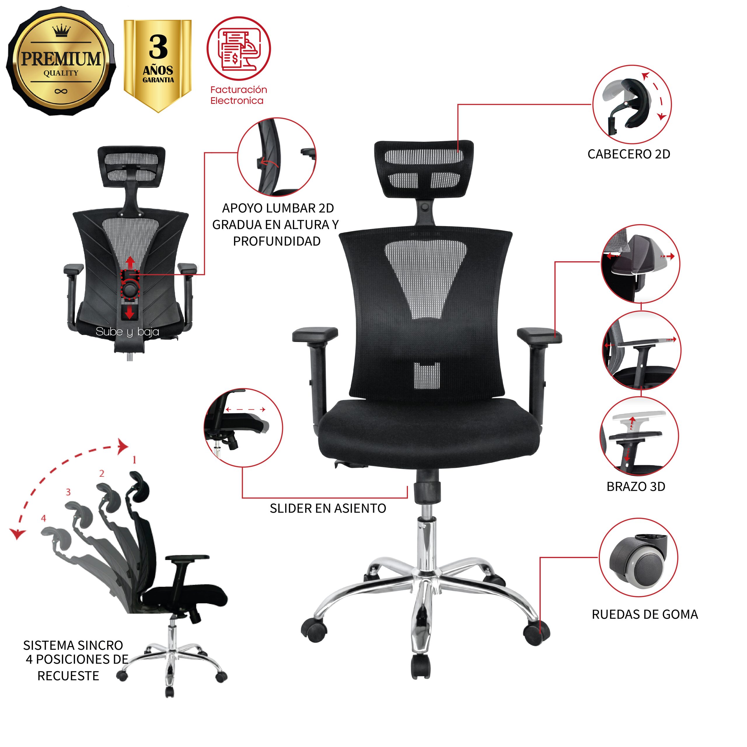 SILLA DE OFICINA CHUCURI PRESIDENTE PREMIUM - Image 2