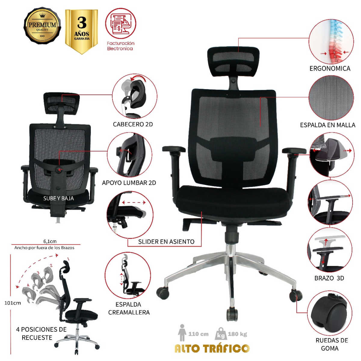 SILLA DE OFICINA CHAPARRAL PRESIDENTE PREMIUM - Image 2