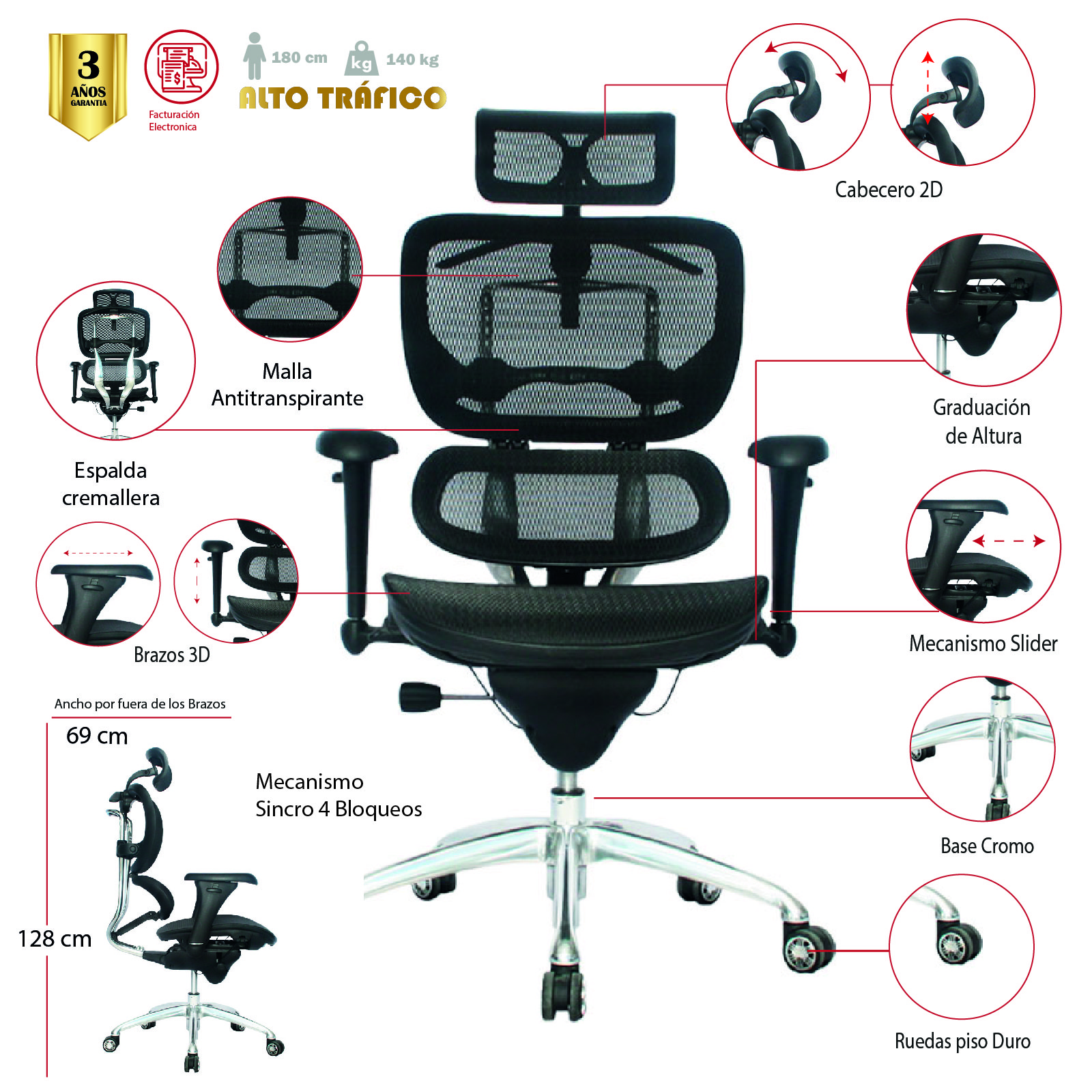 SILLA DE OFICINA JUAN DE ACOSTA PREMIUM SLIDER - Image 2