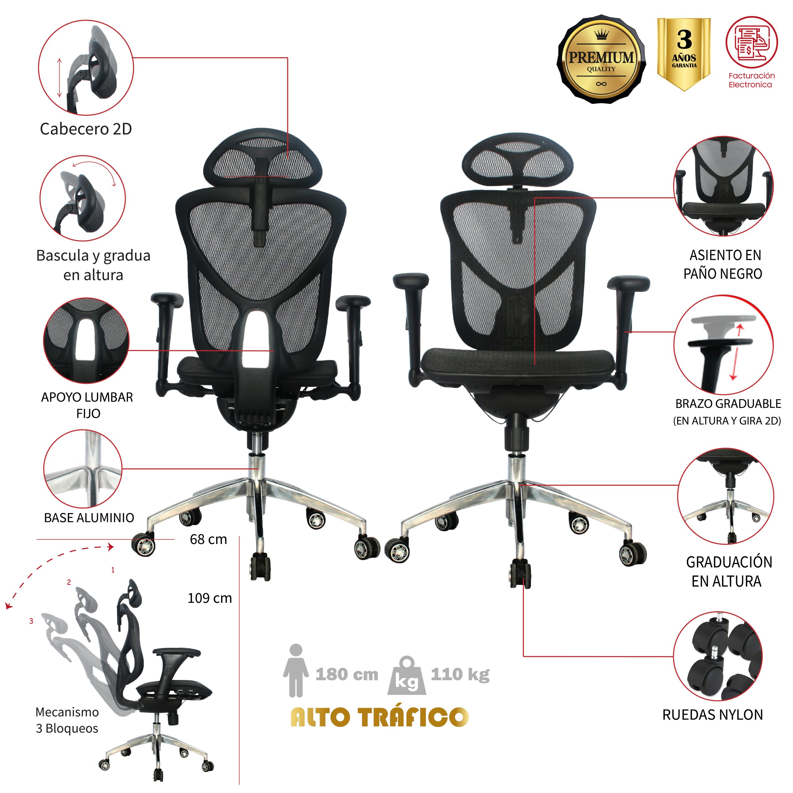 SILLA DE OFICINA VALDIVIA PRESIDENTE PREMIUM - Image 2