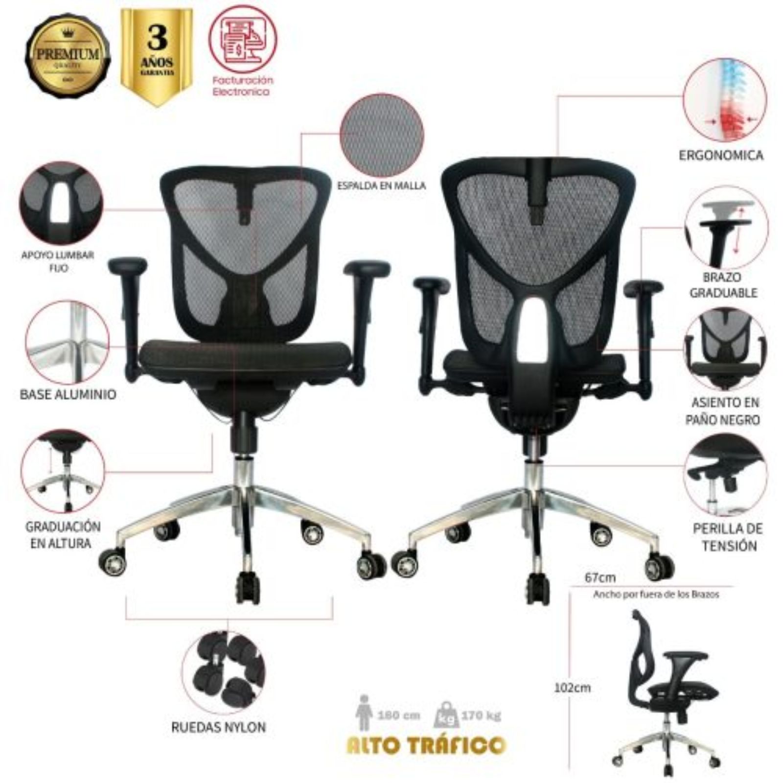 SILLA DE OFICINA VITERBO GERENTE PREMIUM - Image 2