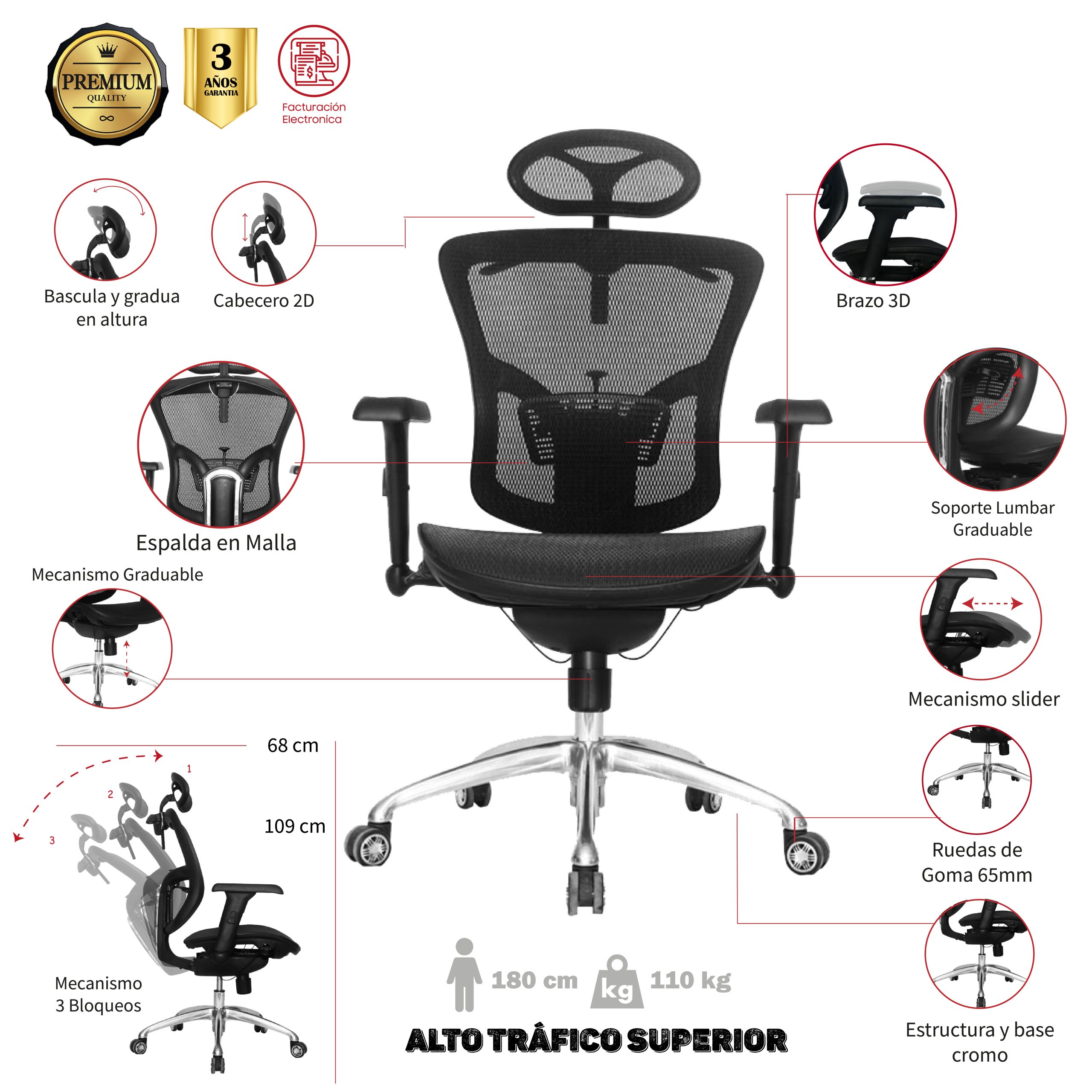 SILLA DE OFICINA GUATAPE PRESIDENTE PREMIUM - Image 2