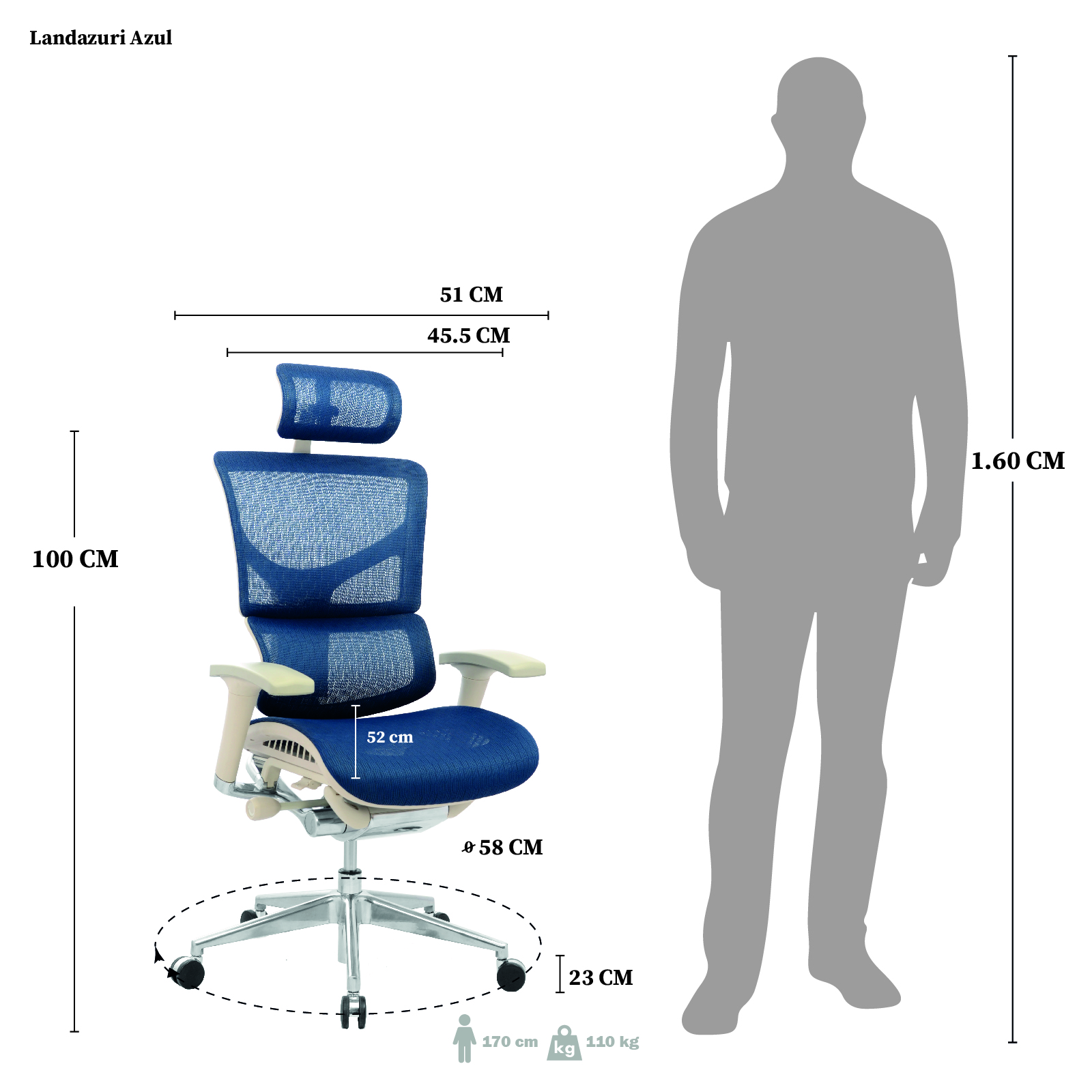 SILLA DE OFICINA LANDAZURI PRESIDENTE PREMIUM - Image 6