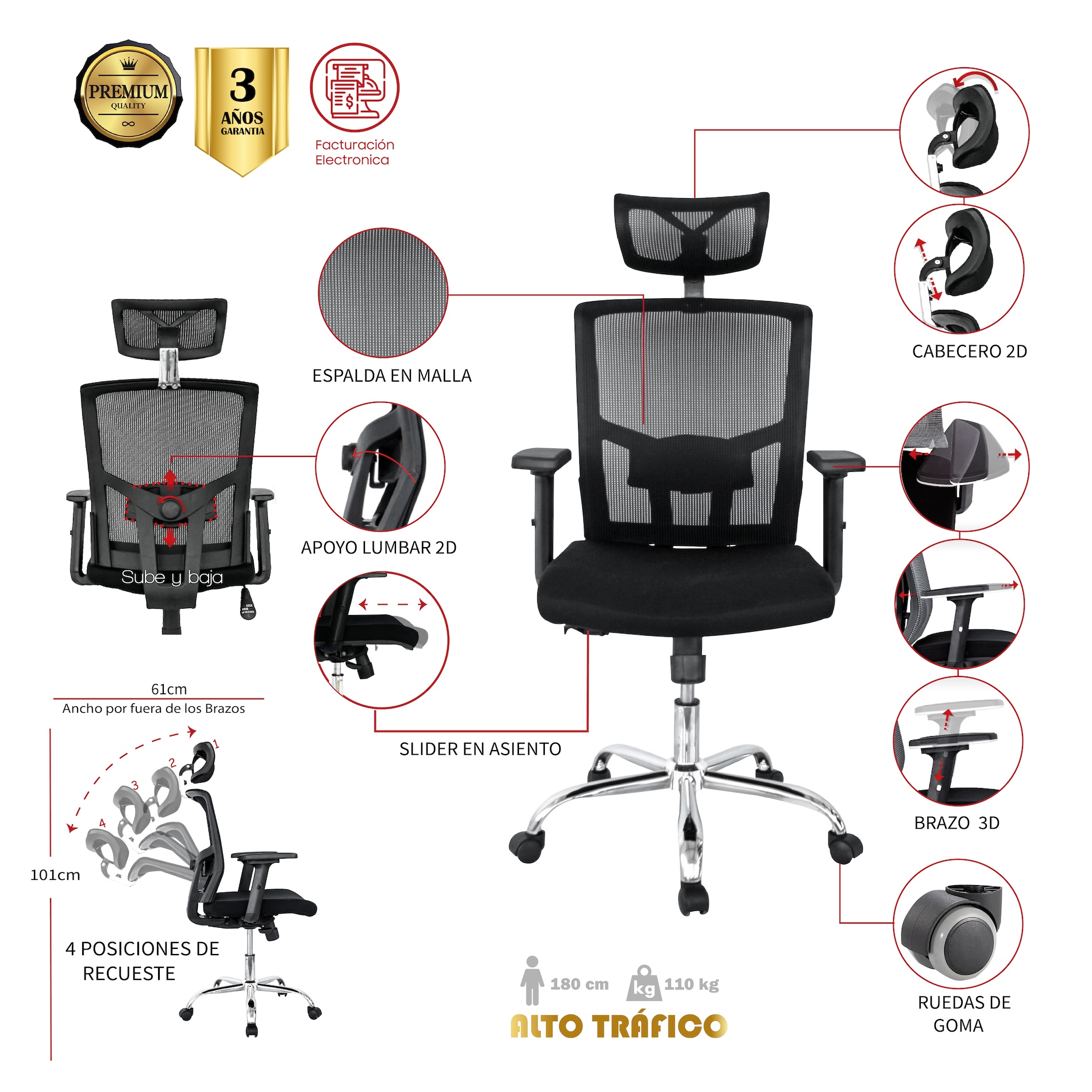 SILLA DE OFICINA ENCINO PRESIDENTE PREMIUM - Image 5