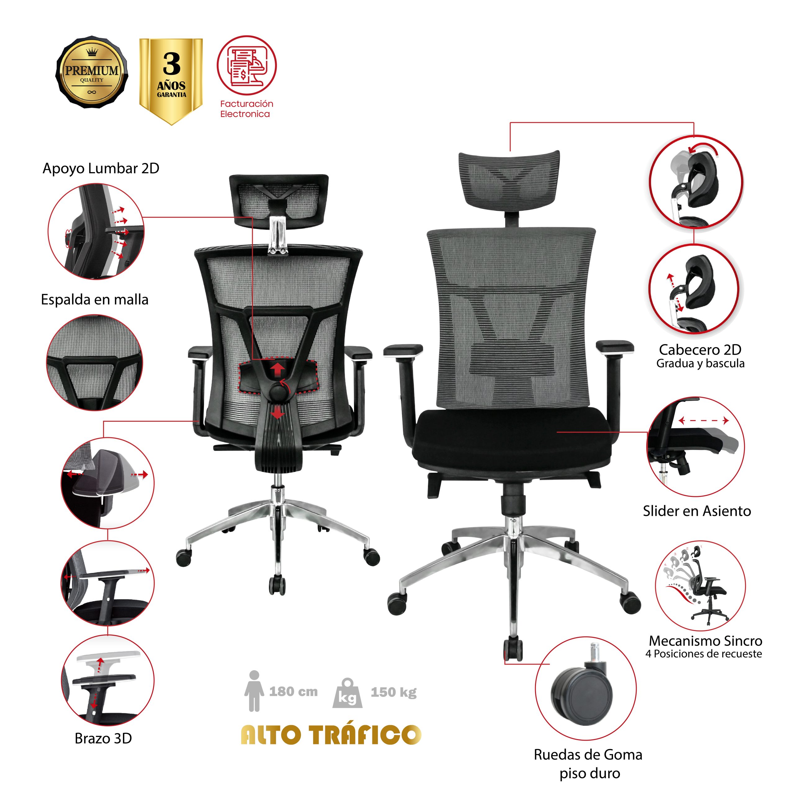 SILLA DE OFICINA RIO NEGRO PRESIDENTE PREMIUM - Image 2