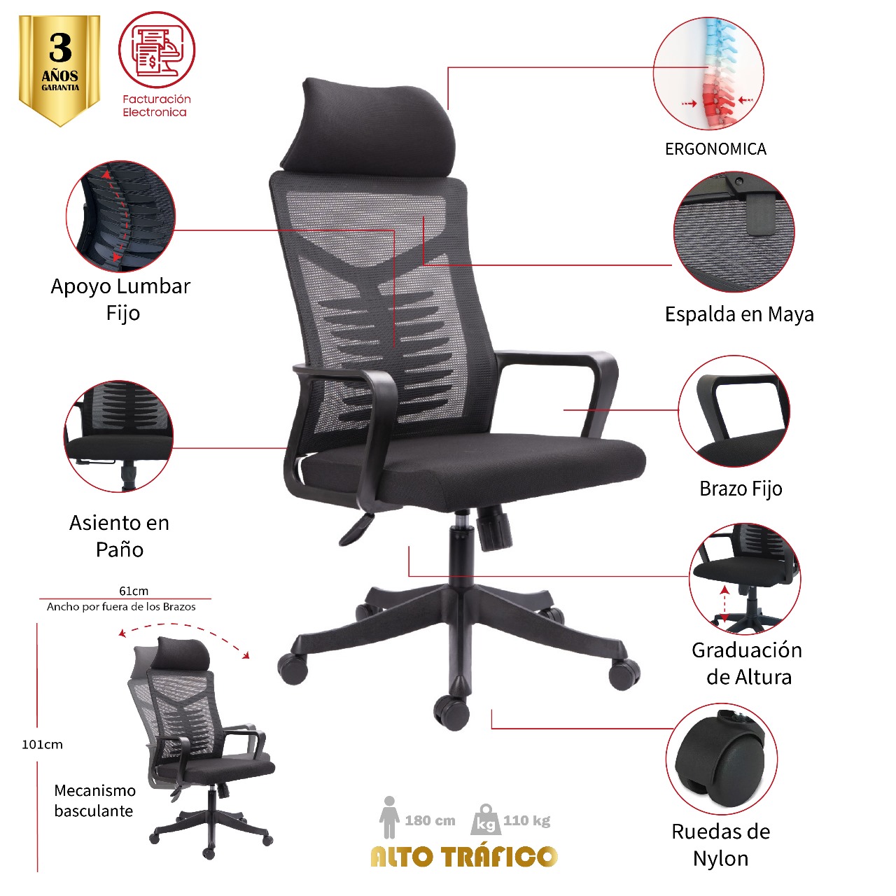 SILLA DE OFICINA OVEJAS PRESIDENTE - Image 3