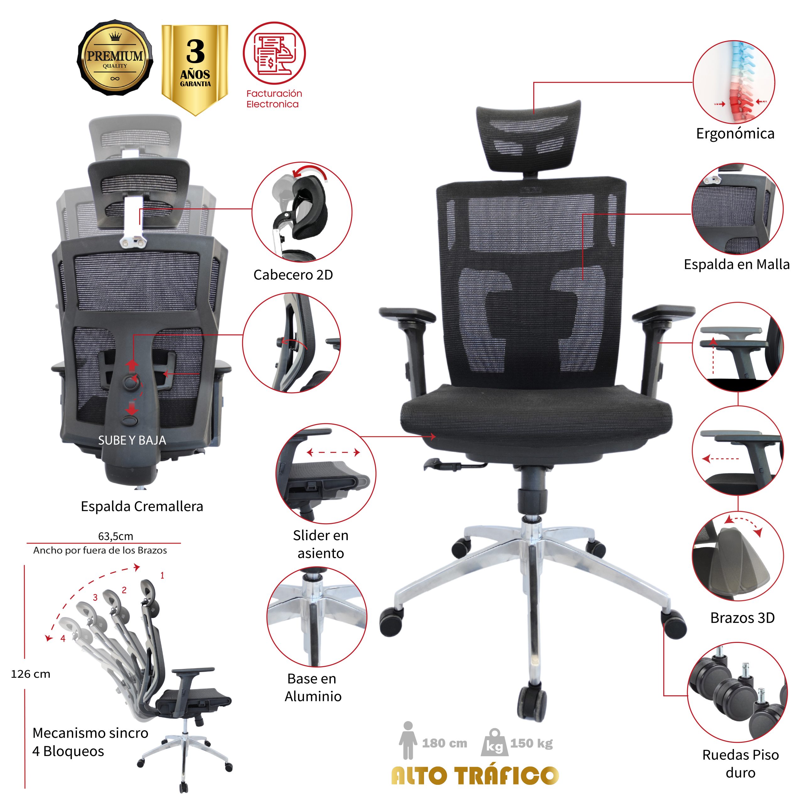 SILLA DE OFICINA UBAQUE PRESIDENTE PREMIUM - Image 2