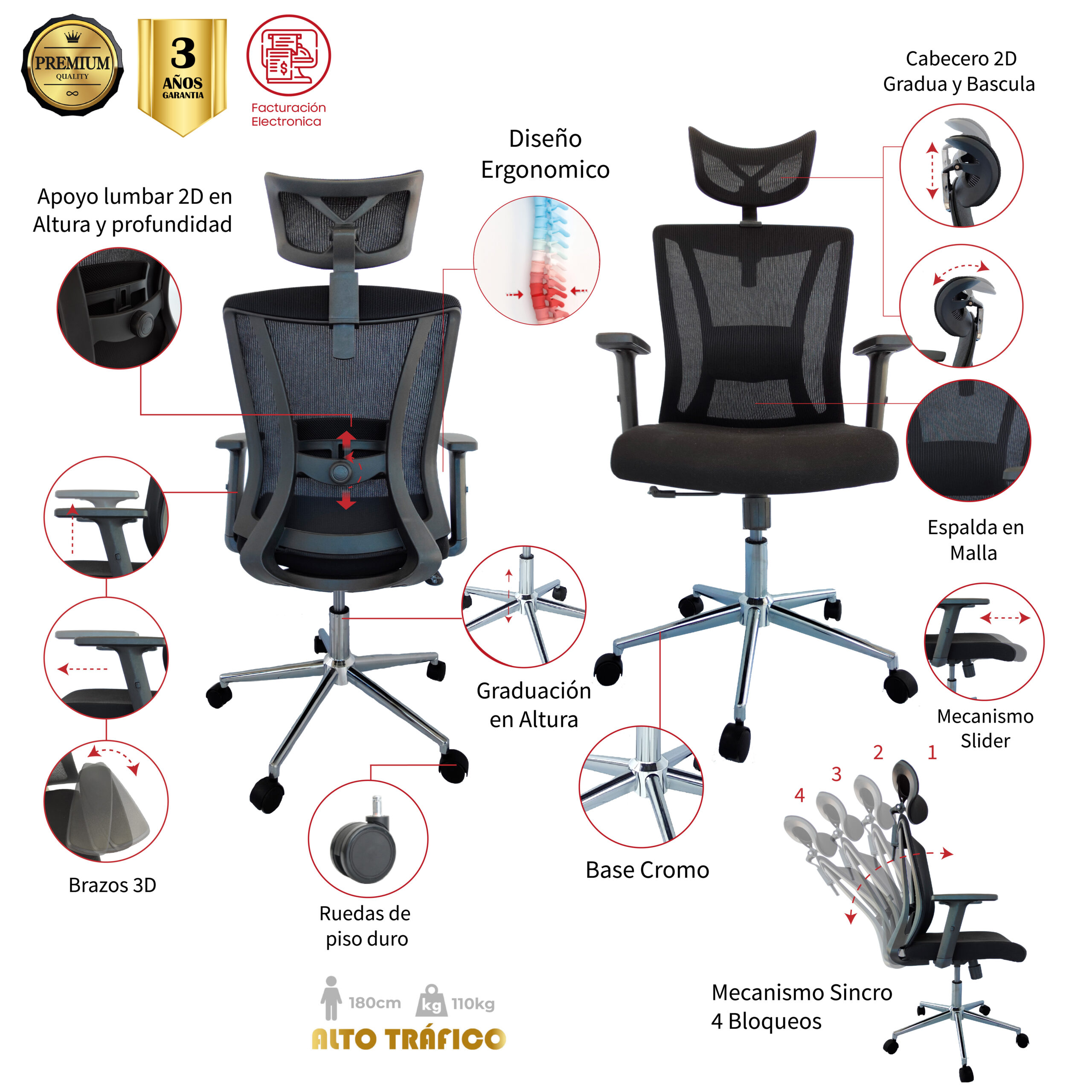 SILLA DE OFICINA VILLETA PRESIDENTE PREMIUM - Image 5