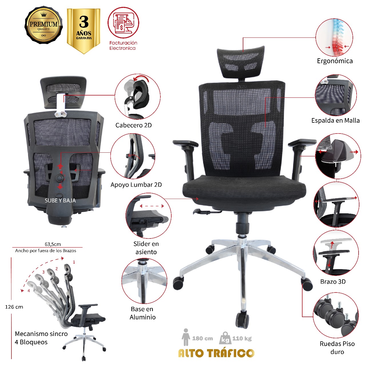 SILLA DE OFICINA UBAQUE PRESIDENTE PREMIUM - Image 5