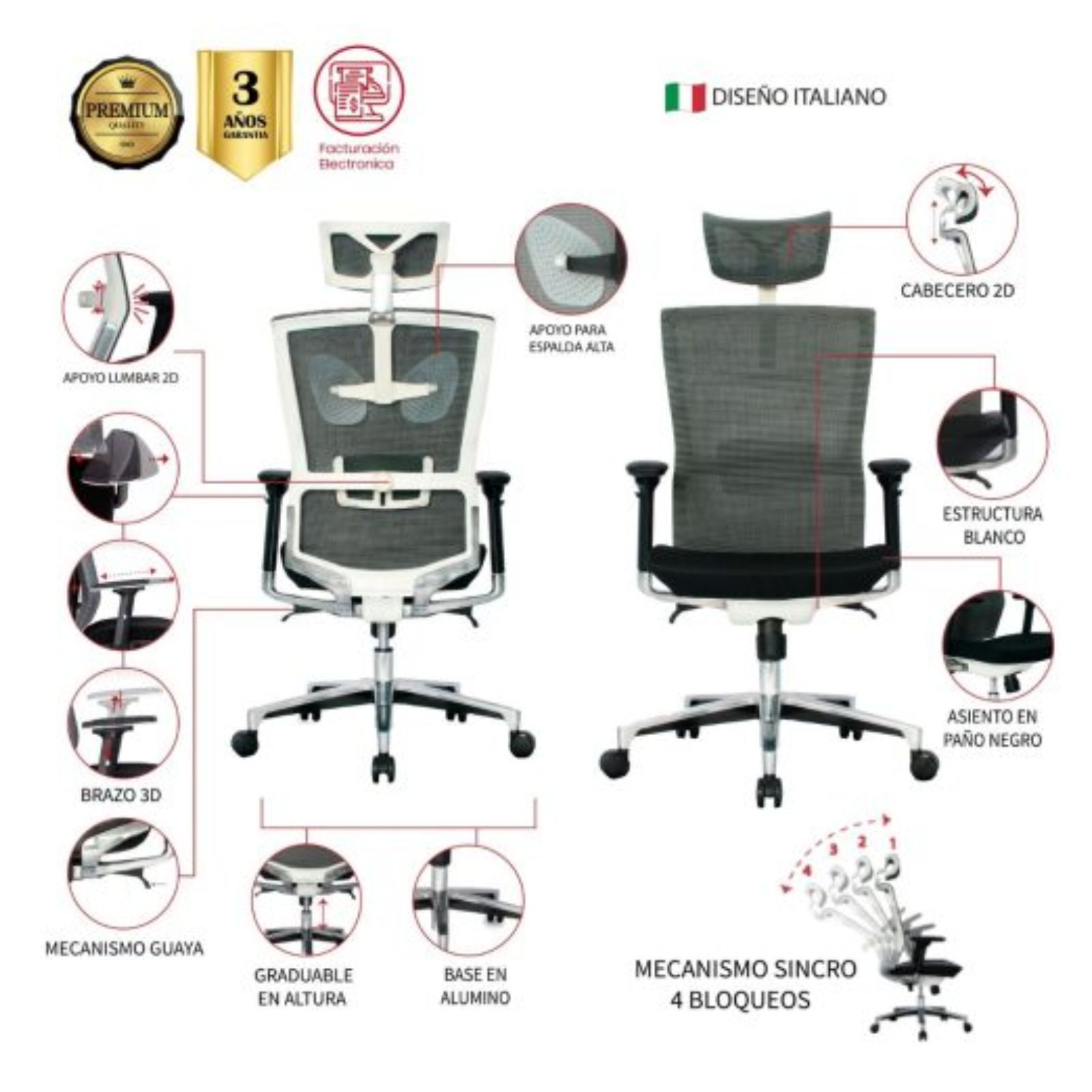 SILLA DE OFICINA PRESIDENTE AMAZONAS PREMIUM - Image 2